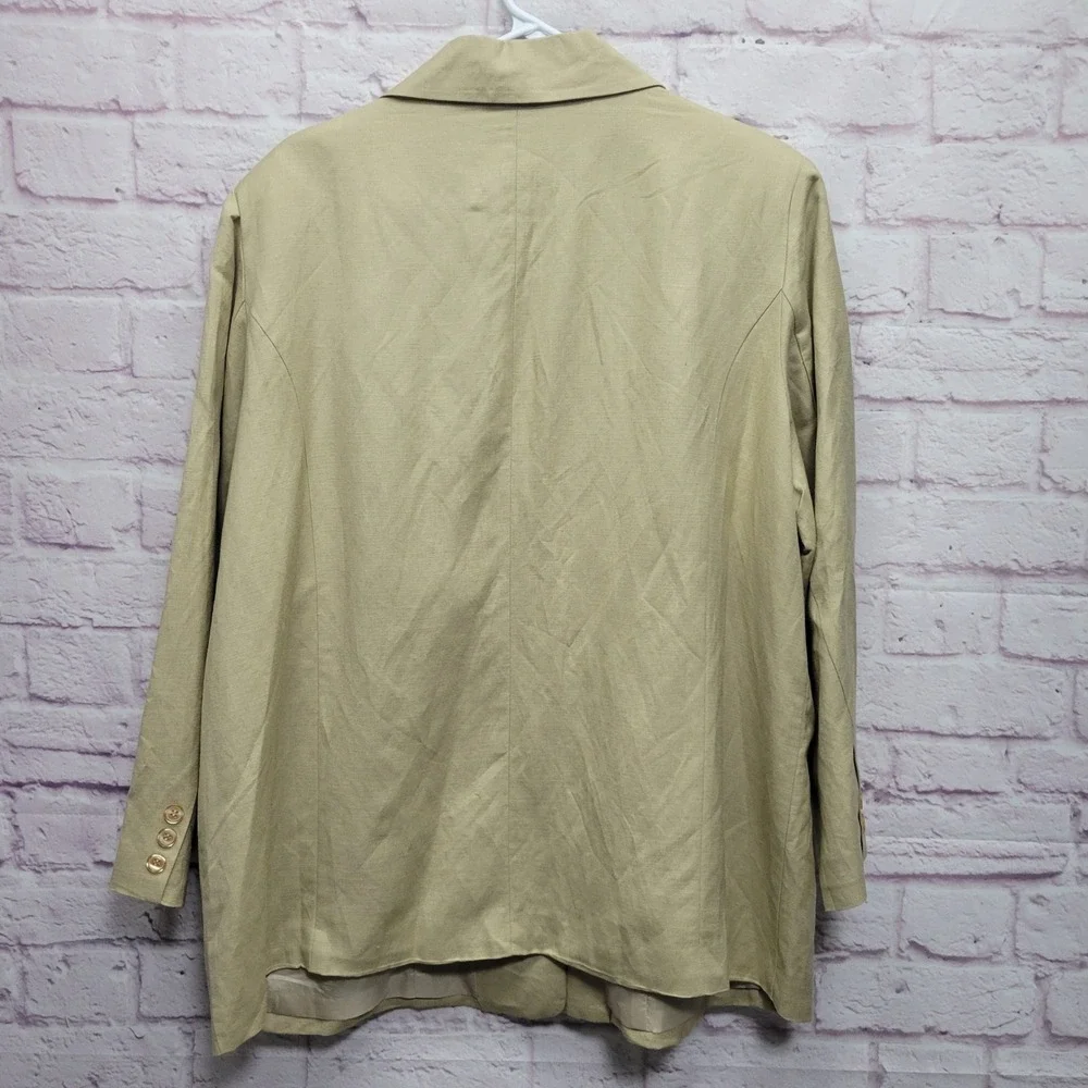 NEW JG Hook‎ Linen Blend Blazer Womens 20WP Lined Classic Natural Beige Business